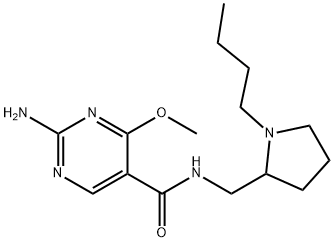 5-Pyrimidinecarboxamide, 2-amino-N-((1-butyl-2-pyrrolidinyl)methyl)-4- methoxy- Struktur