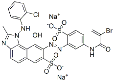 disodium 8-[[5-[(2-bromo-1-oxoallyl)amino]-2-sulphonatophenyl]azo]-1-[(2-chlorophenyl)amino]-9-hydroxy-2-methyl-1H-naphth[1,2-d]imidazole-7-sulphonate Struktur