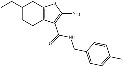 2-AMINO-6-ETHYL-N-(4-METHYLBENZYL)-4,5,6,7-TETRAHYDRO-1-BENZOTHIOPHENE-3-CARBOXAMIDE Struktur