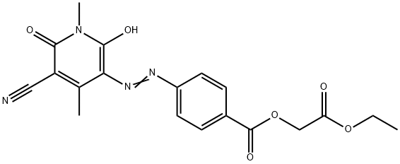 2-ethoxy-2-oxoethyl 4-[(5-cyano-1,6-dihydro-2-hydroxy-1,4-dimethyl-6-oxopyridin-3-yl)azo]benzoate Struktur