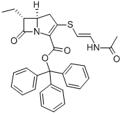 1-Azabicyclo(3.2.0)hept-2-ene-2-carboxylic acid, 3-((2-(acetylamino)et henyl)thio)-6-ethyl-7-oxo-, triphenylmethyl ester Struktur