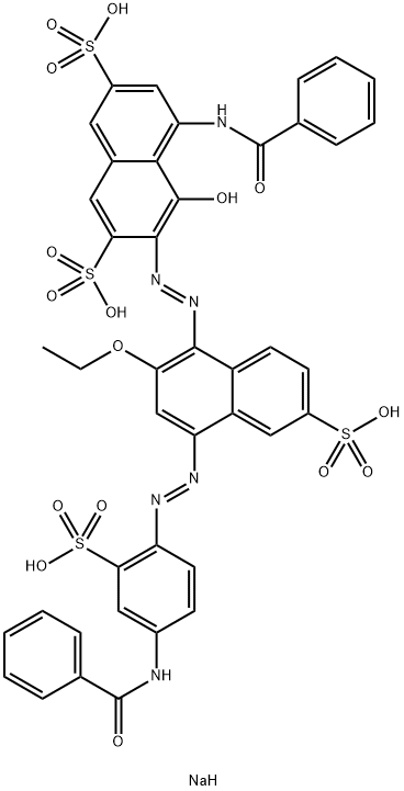 tetrasodium 5-(benzoylamino)-3-[[4-[[4-(benzoylamino)-2-sulphonatophenyl]azo]-2-ethoxy-6-sulphonato-1-naphthyl]azo]-4-hydroxynaphthalene-2,7-disulphonate Struktur