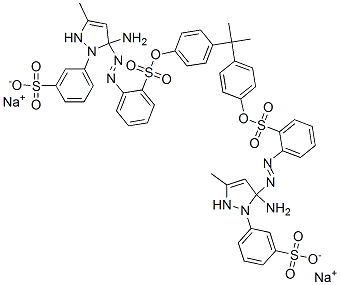 disodium 1,1'-isopropylidenedi-p-phenylene bis[2-[[5-amino-3-methyl-1-(3-sulphonatophenyl)-1H-pyrazol-5-yl]azo]benzenesulphonate] Struktur