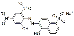 5-Hydroxy-6-[(2-hydroxy-4,6-dinitrophenyl)azo]-1-naphthalenesulfonic acid sodium salt Struktur