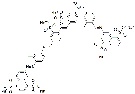 3-[[2-Methyl-4-[[4-[2-[4-[[3-methyl-4-[(5,8-disulfo-2-naphthalenyl)azo]phenyl]azo]-2-sulfophenyl]ethenyl]-3-sulfophenyl]-ONN-azoxy]phenyl]azo]-1,5-naphthalenedisulfonic acid hexasodium salt Struktur