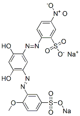 2',4'-Dihydroxy-5'-(2-methoxy-5-sodiooxysulfonylphenylazo)-4-nitroazobenzene-2-sulfonic acid sodium salt Struktur