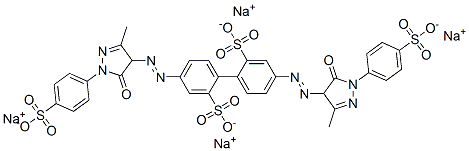 tetrasodium 4,4'-bis[[4,5-dihydro-3-methyl-5-oxo-1-(4-sulphonatophenyl)-1H-pyrazol-4-yl]azo][1,1'-biphenyl]-2,2'-disulphonate Struktur