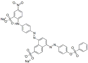 disodium 8-[[4-[(4-nitro-2-sulphonatophenyl)amino]phenyl]azo]-5-[[4-[(phenylsulphonyl)oxy]phenyl]azo]naphthalene-2-sulphonate Struktur