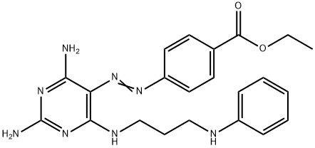 p-[[2,4-Diamino-6-[(3-anilinopropyl)amino]pyrimidin-5-yl]azo]benzoic acid ethyl ester Struktur