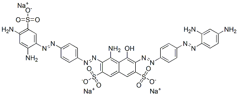 4-Amino-6-[[4-[(2,4-diaminophenyl)azo]phenyl]azo]-3-[[4-[(2,4-diamino-5-sulfophenyl)azo]phenyl]azo]-5-hydroxy-2,7-naphthalenedisulfonic acid trisodium salt Struktur