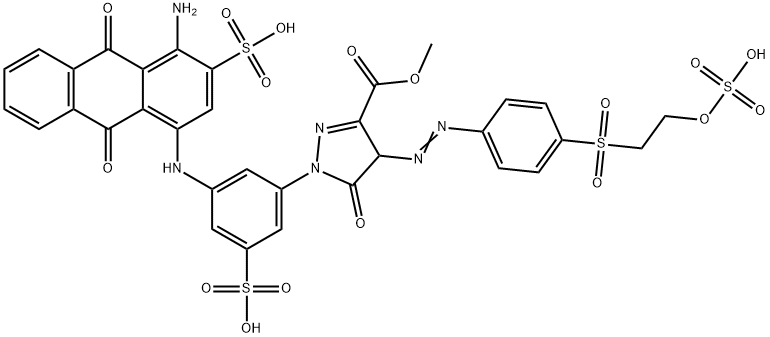 1-[3-[[(4-Amino-9,10-dihydro-9,10-dioxo-3-sulfoanthracen)-1-yl]amino]-5-sulfophenyl]-4,5-dihydro-5-oxo-4-[[4-[[2-(sulfooxy)ethyl]sulfonyl]phenyl]azo]-1H-pyrazole-3-carboxylic acid 3-methyl ester Struktur