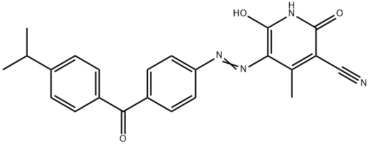 1,2-dihydro-6-hydroxy-5-[[4-[4-(isopropyl)benzoyl]phenyl]azo]-4-methyl-2-oxonicotinonitrile Struktur