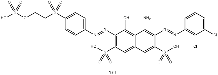 4-Amino-3-[(2,3-dichlorophenyl)azo]-5-hydroxy-6-[[4-[[2-(sulfooxy)ethyl]sulfonyl]phenyl]azo]-2,7-naphthalenedisulfonic acid trisodium salt Struktur