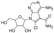 5-amino-8-chloro-9-[3,4-dihydroxy-5-(hydroxymethyl)oxolan-2-yl]-2,4,9- triazabicyclo[4.3.0]nona-1,3,5,7-tetraene-7-carboxamide Struktur