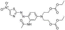 ethyl 5-[3-acetamido-4-[(5-nitrothiazol-2-yl)azo]phenyl]-9-oxo-2,8,10-trioxa-5-azadodecanoate Struktur