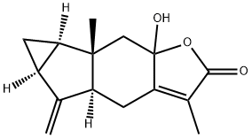 4a,5,5a,6,6a,6b,7,7a-Octahydro-7a-hydroxy-3,6b-dimethyl-5-methylenecycloprop[2,3]indeno[5,6-b]furan-2(4H)-one Struktur