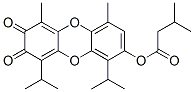 3-Methylbutanoic acid [7,8-dihydro-1,9-diisopropyl-4,6-dimethyl-7,8-dioxodibenzo[b,e][1,4]dioxin-2-yl] ester Struktur