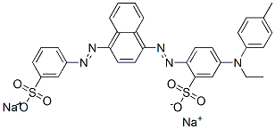 disodium 5-[ethyltolylamino]-2-[[4-[(3-sulphonatophenyl)azo]-1-naphthyl]azo]benzenesulphonate Struktur