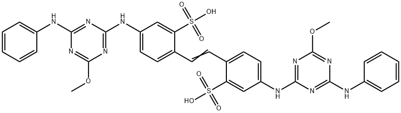 4,4'-bis[(4-anilino-6-methoxy-1,3,5-triazin-2-yl)amino]stilbene-2,2'-disulphonic acid  Struktur