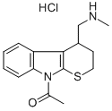 Thiopyrano(2,3-b)indole-4-methylamine, 2,3,4,9-tetrahydro-9-acetyl-N-m ethyl-, hydrochloride Struktur