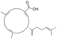 (4R,1Z,7E,11Z)-7,11-Dimethyl-4-(5-methyl-1-methylene-4-hexenyl)cyclotetradeca-1,7,11-triene-1-carboxylic acid Struktur