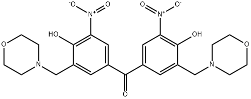 bis[4-hydroxy-3-(morpholin-4-ylmethyl)-5-nitro-phenyl]methanone Struktur