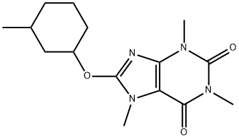 3,7-Dihydro-8-[(3-methylcyclohexyl)oxy]-1,3,7-trimethyl-1H-purine-2,6-dione Struktur