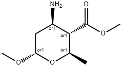 2H-Pyran-3-carboxylicacid,4-aminotetrahydro-6-methoxy-2-methyl-,methylester,(2alpha,3beta,4alpha,6beta)- Struktur