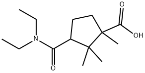 3-(diethylcarbamoyl)-1,2,2-trimethyl-cyclopentane-1-carboxylic acid Struktur