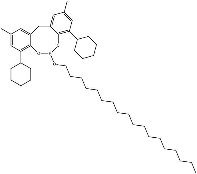 4,8-dicyclohexyl-2,10-dimethyl-6-(octadecyloxy)-12H-dibenzo[d,g][1,3,2]dioxaphosphocin Struktur