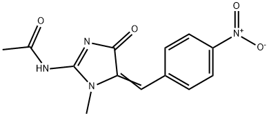 1-Methyl-2-(acetylimino)-5-(p-nitrobenzylidene)-4-imidazolidinone Struktur