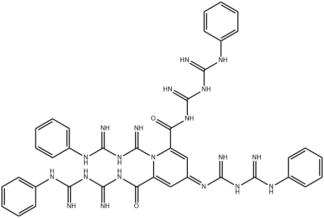 1,4-Dihydro-4-[[imino[[imino(phenylamino)methyl]amino]methyl]imino]-N,N',1-tris[imino[[imino(phenylamino)methyl]amino]methyl]-2,6-pyridinedicarboxamide Struktur