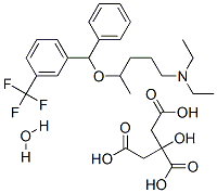 N,N-diethyl-4-[phenyl-[3-(trifluoromethyl)phenyl]methoxy]pentan-1-amin e, 2-hydroxypropane-1,2,3-tricarboxylic acid, hydrate Struktur