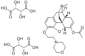 3-Morpholylaethyl-dihydro-morphinon-6-enolacetat (bis-hydrogentartrat)  [German] Struktur