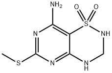 3,4-Dihydro-8-amino-6-methylthio-2H-pyrimido[4,5-e]-1,2,4-thiadiazine 1,1-dioxide Struktur