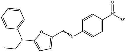 2-Furanamine,  N-ethyl-5-[[(4-nitrophenyl)imino]methyl]-N-phenyl- Struktur