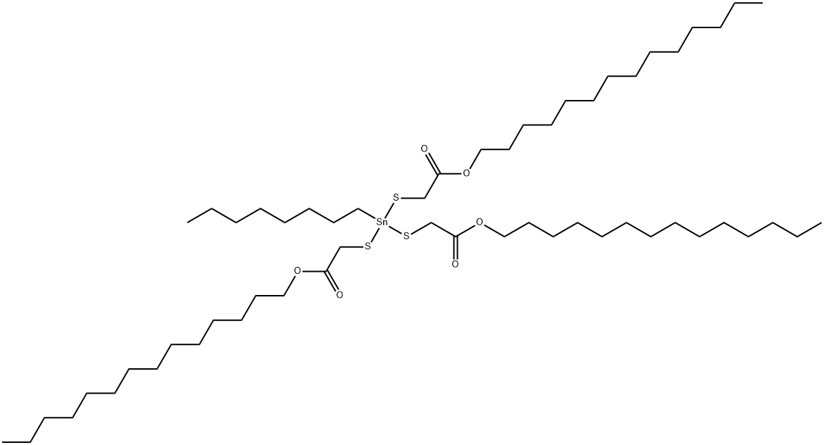 tetradecyl 4-octyl-7-oxo-4-[[2-oxo-2-(tetradecyloxy)ethyl]thio]-8-oxa-3,5-dithia-4-stannadocosanoate Struktur