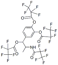 Bis(2,2,3,3,3-pentafluoropropanoic acid)4-[1-(2,2,3,3,3-pentafluoro-1-oxopropoxy)-2-[(2,2,3,3,3-pentafluoro-1-oxopropyl)amino]propyl]-1,2-phenylene ester Struktur