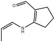 1-Cyclopentene-1-carboxaldehyde, 2-(1-propenylamino)-, (Z)- (9CI) Struktur