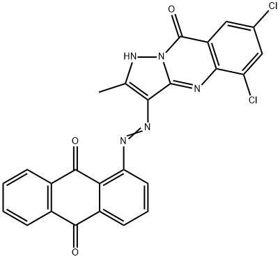 1-[(5,7-dichloro-1,9-dihydro-2-methyl-9-oxopyrazolo[5,1-b]quinazolin-3-yl)azo]anthraquinone Struktur