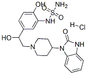 1-[1-[2-hydroxy-2-[4-hydroxy-3-(sulfamoylamino)phenyl]ethyl]-4-piperid yl]-2-oxo-3H-benzoimidazole hydrochloride Struktur