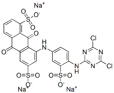 trisodium 8-[[4-[(4,6-dichloro-1,3,5-triazin-2-yl)amino]-3-sulphonatophenyl]amino]-9,10-dihydro-9,10-dioxoanthracene-1,6-disulphonate Struktur