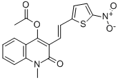 2(1H)-Quinolinone, 4-(acetyloxy)-1-methyl-3-(2-(5-nitro-2-thienyl)ethe nyl)- Struktur