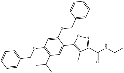 5-(2,4-雙(芐氧基)-5-異丙基苯基)-N-乙基-4-碘異惡唑-3-甲酰胺, 747414-22-8, 結(jié)構(gòu)式