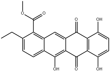 2-Ethyl-6,11-dihydro-5,7,10-trihydroxy-6,11-dioxo-1-naphthacenecarboxylic acid methyl ester Struktur