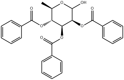 2,3,4-Tri-O-benzoyl-L-rhamnopyranose, 7494-44-2, 結構式