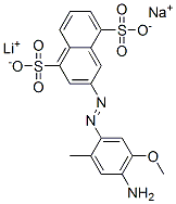 3-[(4-amino-5-methoxy-o-tolyl)azo]naphthalene-1,5-disulphonic acid, lithium sodium salt Struktur