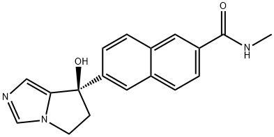 6-[7(R)-Hydroxy-6,7-dihydro-5H-pyrrolo[1,2-c]imidazol-7-yl]-N-methyl-2-naphthamide Struktur