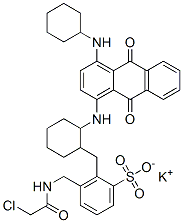 potassium [[chloroacetamido]methyl][[2-[[4-(cyclohexylamino)-9,10-dihydro-9,10-dioxo-1-anthryl]amino]cyclohexyl]methyl]benzenesulphonate Struktur