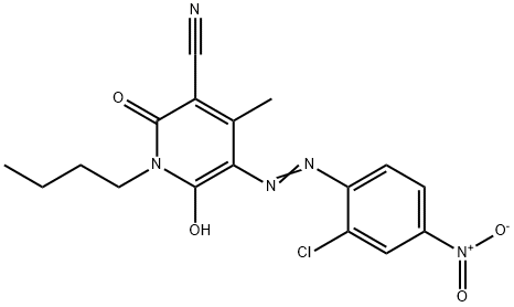 1-butyl-5-[(2-chloro-4-nitrophenyl)azo]-1,2-dihydro-6-hydroxy-4-methyl-2-oxo-3-Pyridinecarbonitrile Struktur